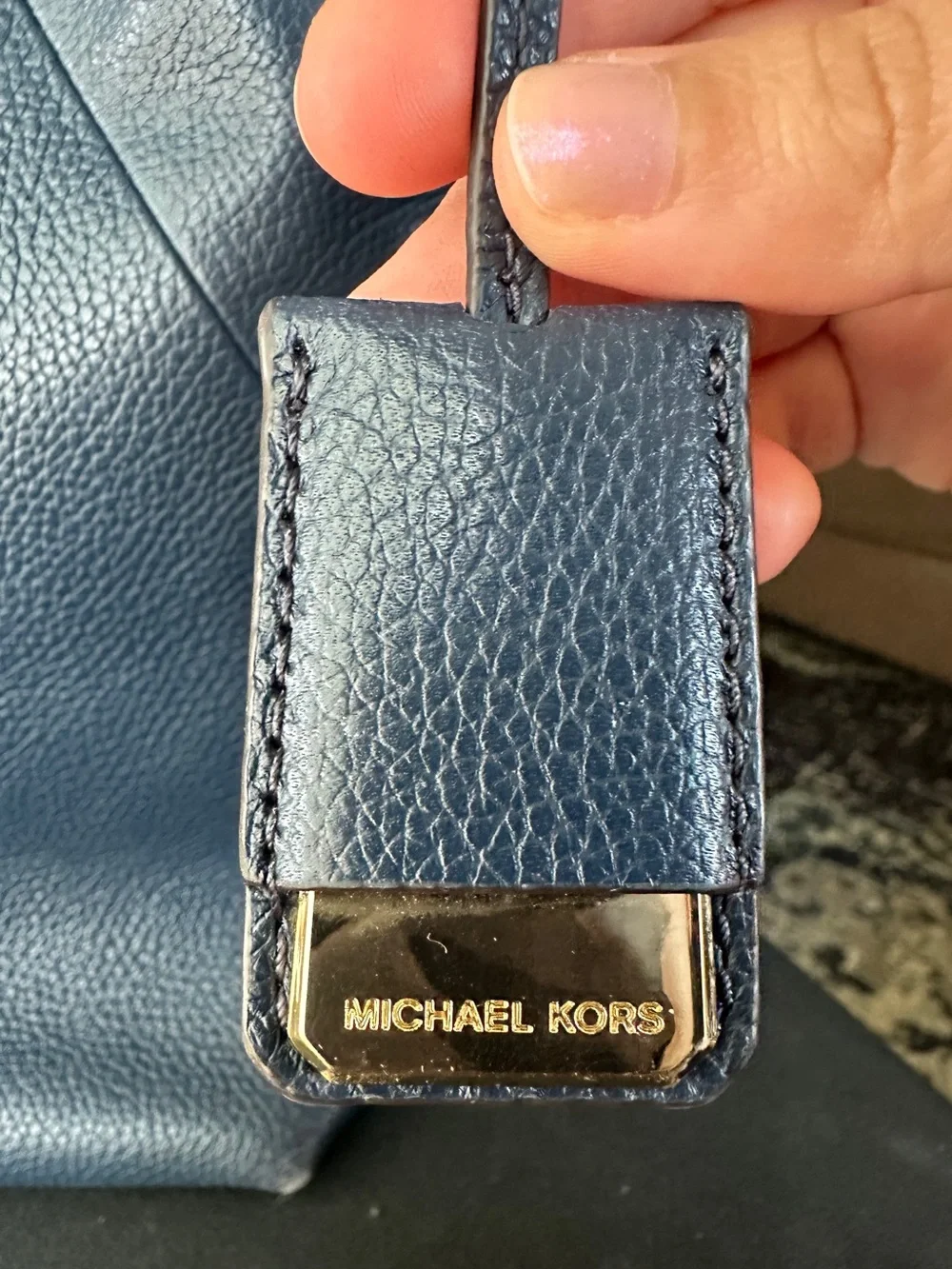Michael Kors Aria Large Leather Bag in Navy